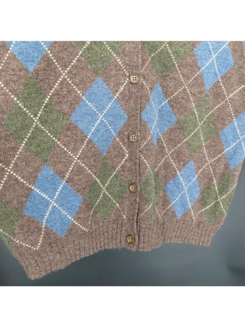 Vint Lands' End Sweater Vest Womens Large Brown Argyle Lambswool Preppy Academia - Picture 8 of 13